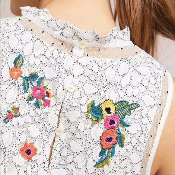 Anthropologie Maeve Macie Lace Top Floral Embroidered High Neck Tank, 12, EUC - Picture 3 of 15